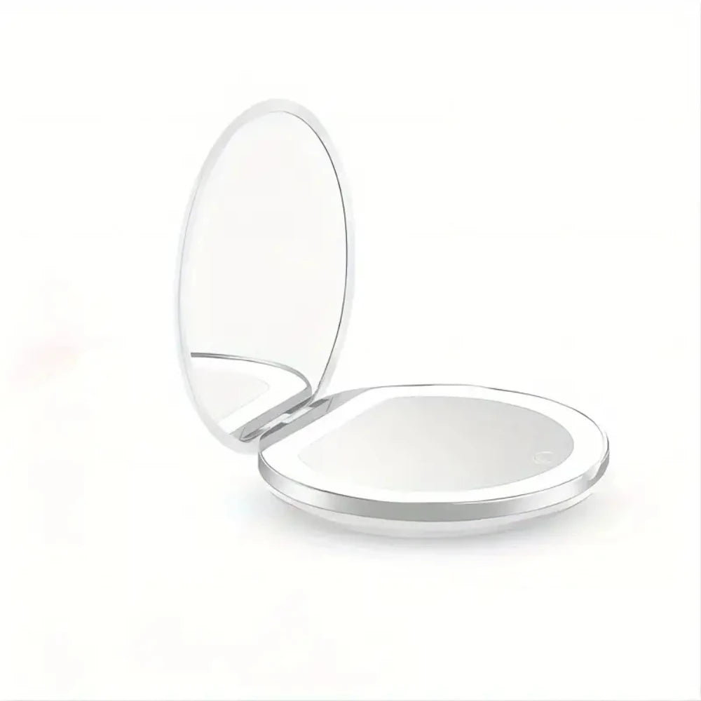 LED Compact Mirror with Light - 1X/3X Magnification Pocket Mirror with USB Cable
