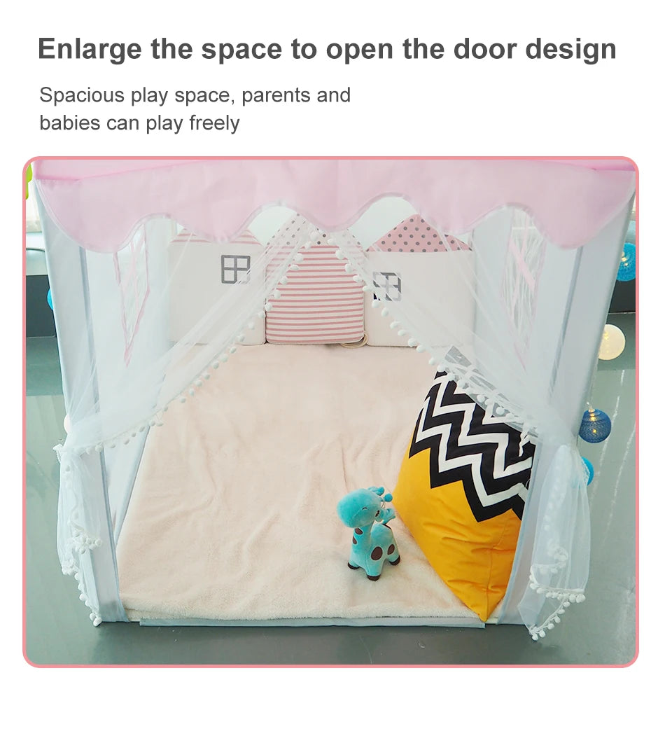 Kids Play Tent 1.35M - Foldable Princess Castle Teepee Wigwam Playhouse for Girls Ages 3-12