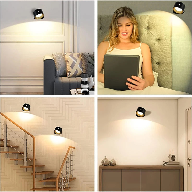 Led Wall Lamp Touch Control Remote 360 Rotatable USB Recharge Wireless Portable Night Light For Bedroom Reading Lamp
