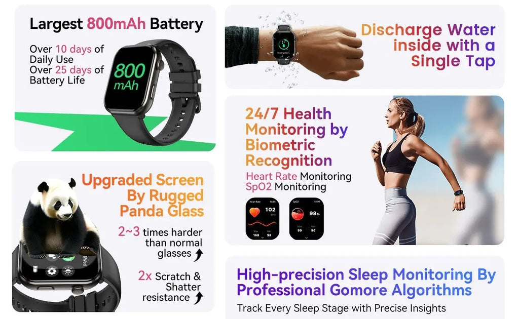 Smartwatch - 1.96'' AMOLED Display 800mAh Battery Bluetooth Calls Fitness Tracker