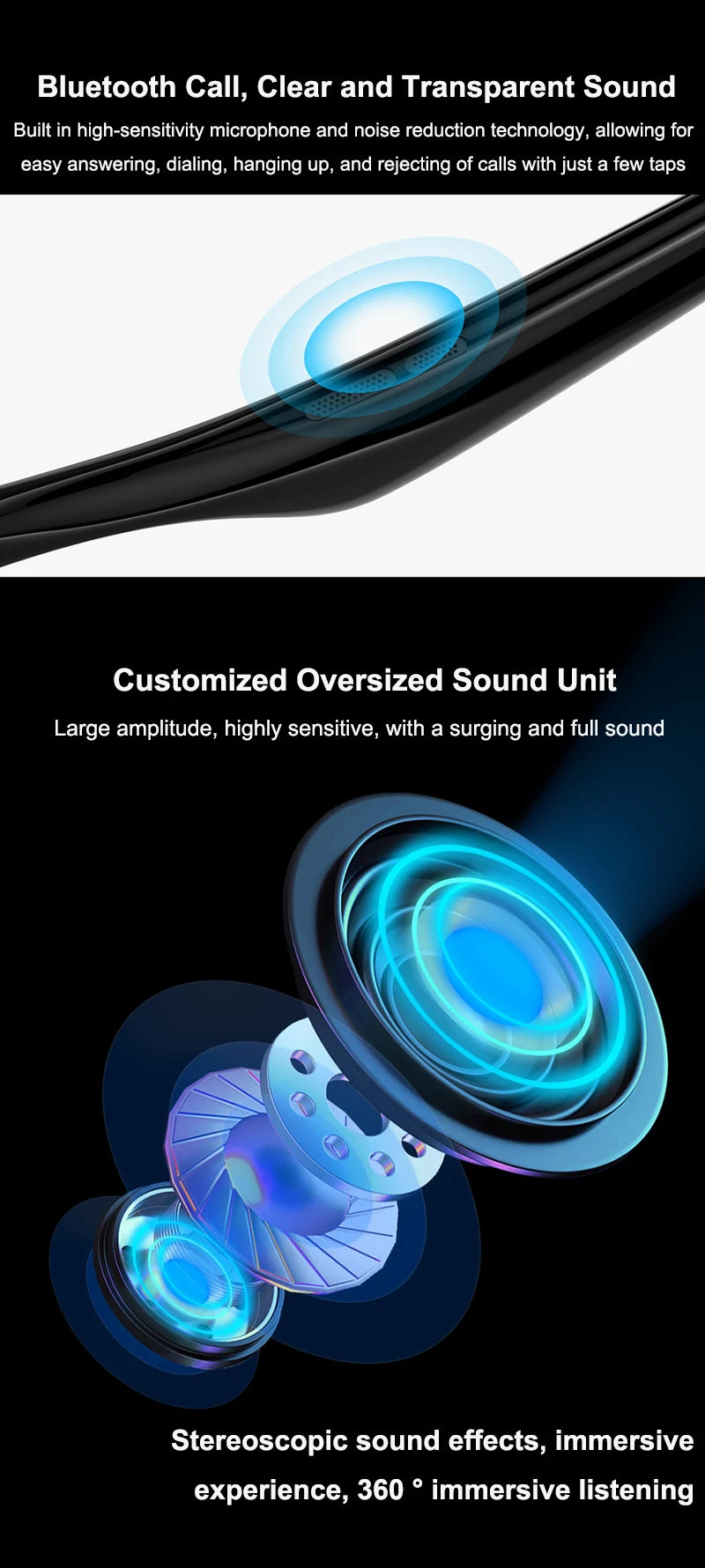Smart AI Translation Glasses 100+ Languages Real-time Translation Bluetooth Sunglasses Earphones Voice Assistant Call Music