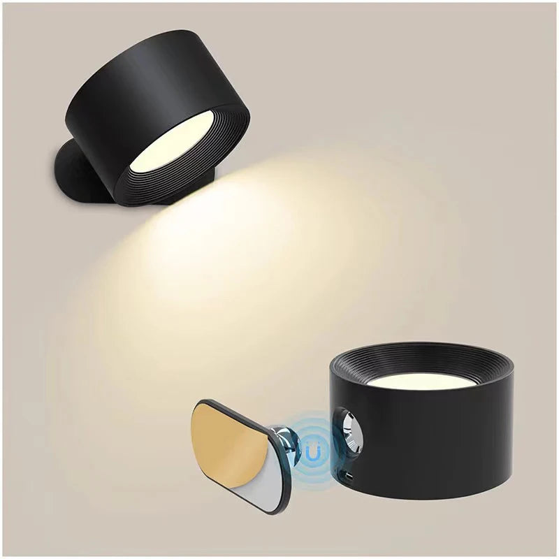 Led Wall Lamp Touch Control Remote 360 Rotatable USB Recharge Wireless Portable Night Light For Bedroom Reading Lamp