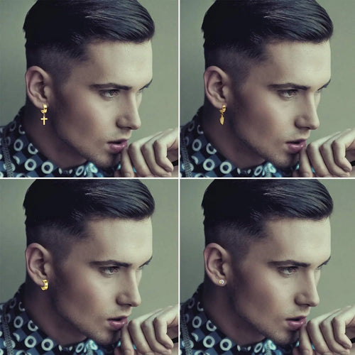 18 Pairs Earrings for Men: Stainless Steel Mens Earrings Stud Cross Dangle Hoop Earrings Set Jewelry Gift for Men Women