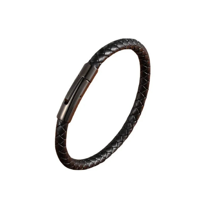 Quality Leather Bracelet for Men Women Stainless Steel Accessories Braid Style Bangles Birthday Party Jewelry Gifts