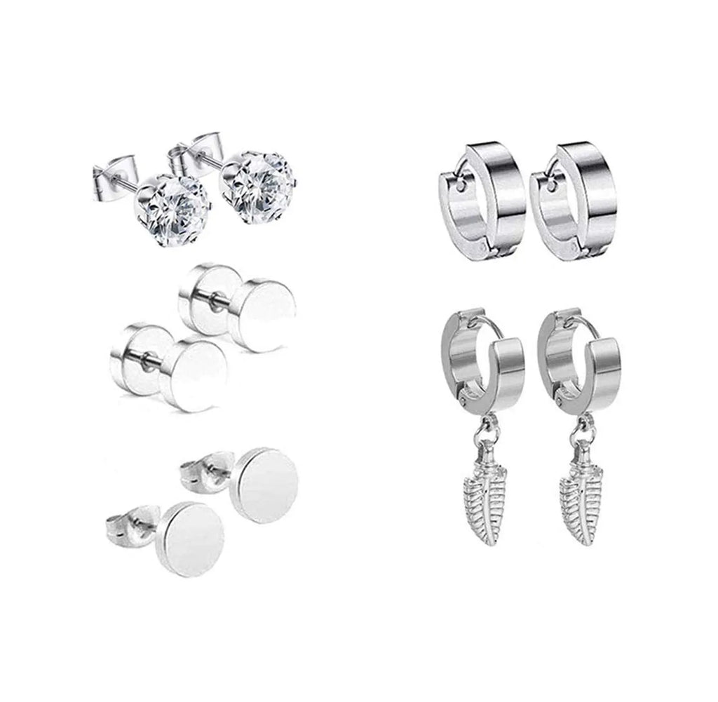 18 Pairs Earrings for Men: Stainless Steel Mens Earrings Stud Cross Dangle Hoop Earrings Set Jewelry Gift for Men Women