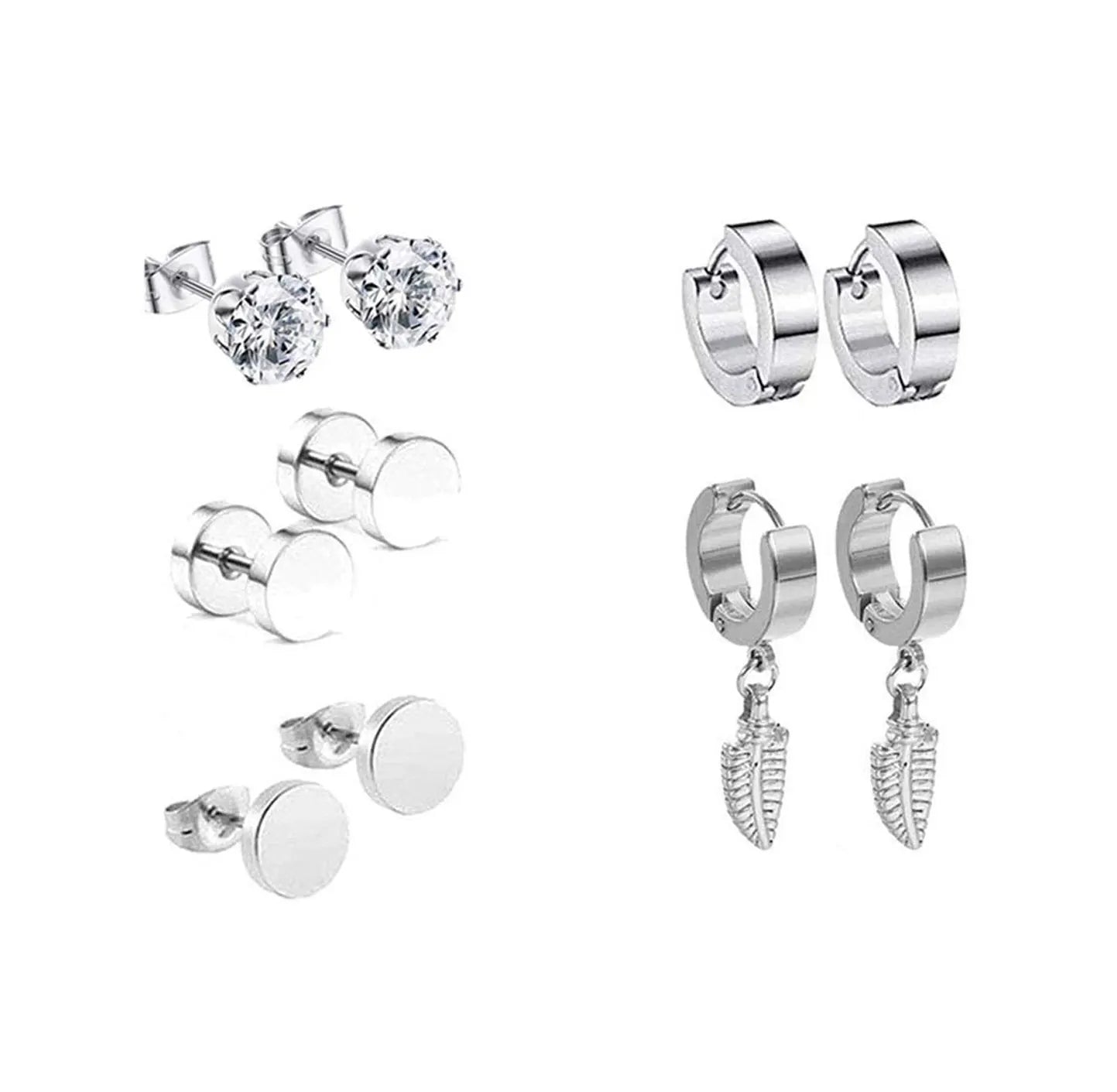 18 Pairs Earrings for Men: Stainless Steel Mens Earrings Stud Cross Dangle Hoop Earrings Set Jewelry Gift for Men Women