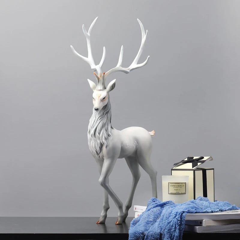 Luxury Resin Deer Statue 35cm - European Elk Figurine Home Decor