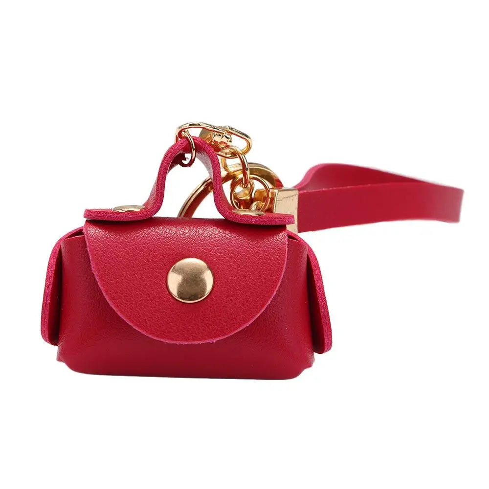 Handmade Leather Keychain - Trendy Unisex Mini Bag Pendant in 7 Colors