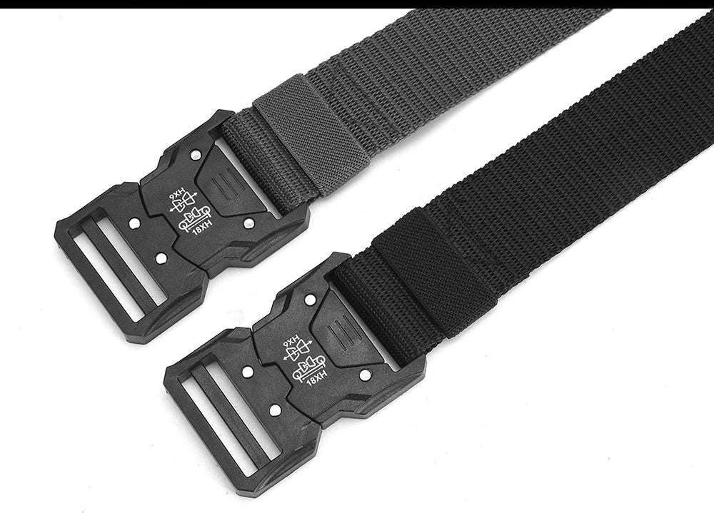 Tactical Nylon Canvas Belt - Adjustable MOLLE Waist Belt for Men's Outdoor Use