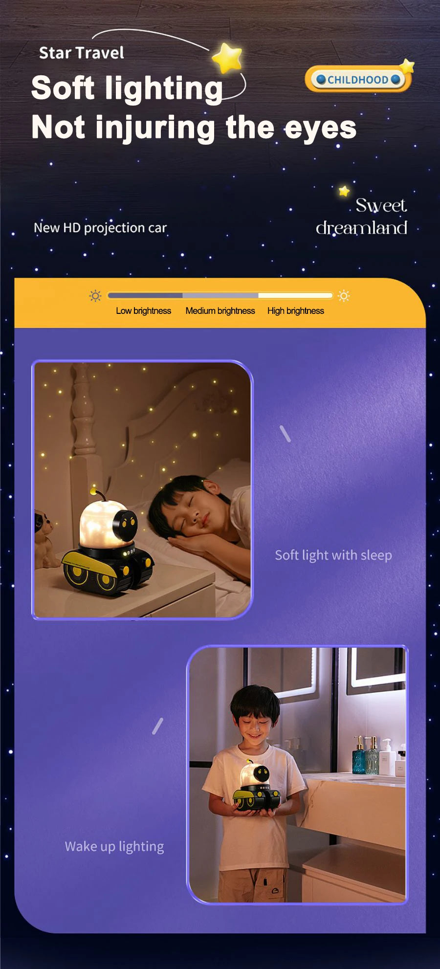 Kids Gift Robot Projector Night Light With Music Rechargeable Universe Starry Sky Rotate LED Projection Lamp