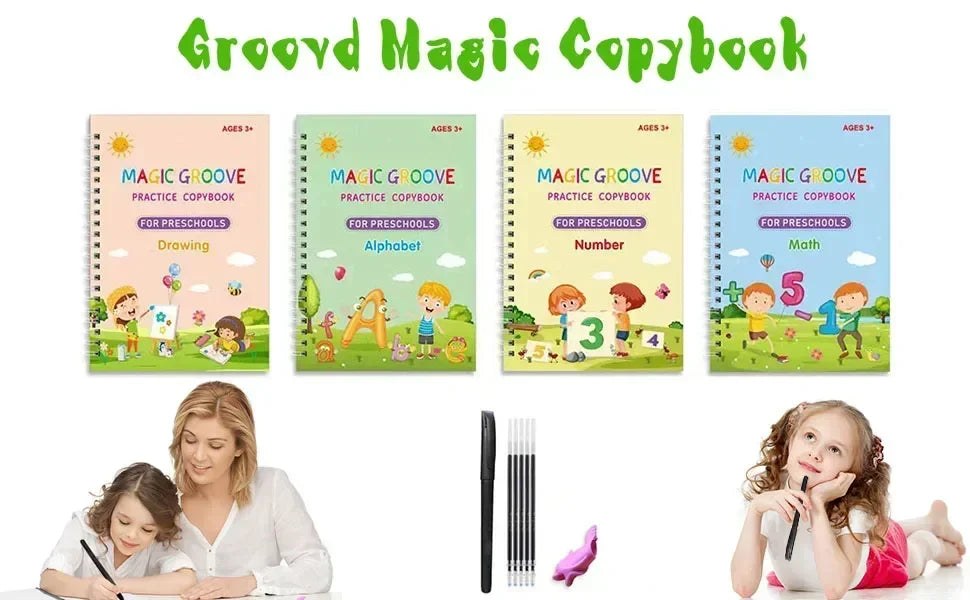 Reusable Practice Copybook Magic Copybooks for Kids Handwriting Workbooks for Preschools Grooves Template Design Aid