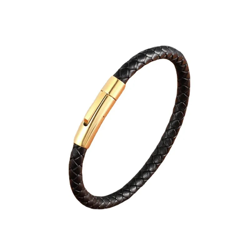 Quality Leather Bracelet for Men Women Stainless Steel Accessories Braid Style Bangles Birthday Party Jewelry Gifts