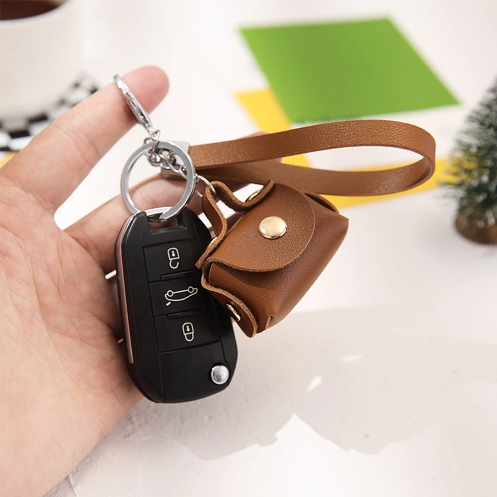 Handmade Leather Keychain - Trendy Unisex Mini Bag Pendant in 7 Colors