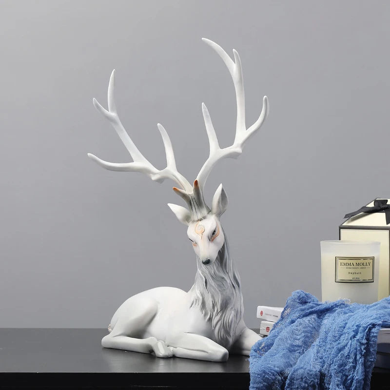 Luxury Resin Deer Statue 35cm - European Elk Figurine Home Decor