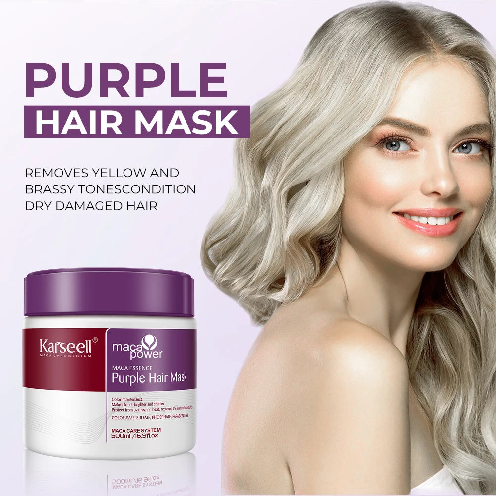 Karseell 500ml Purple Hair Mask Professional Neutralizes Brass  Yellow Tones For Blonde Silver Gray Highlighted Hair