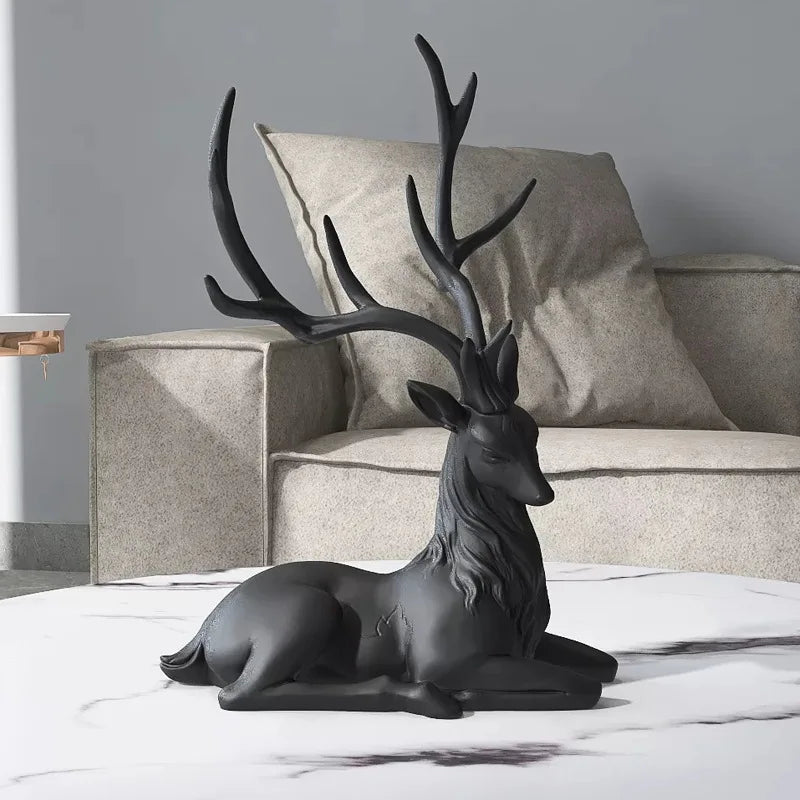 Luxury Resin Deer Statue 35cm - European Elk Figurine Home Decor