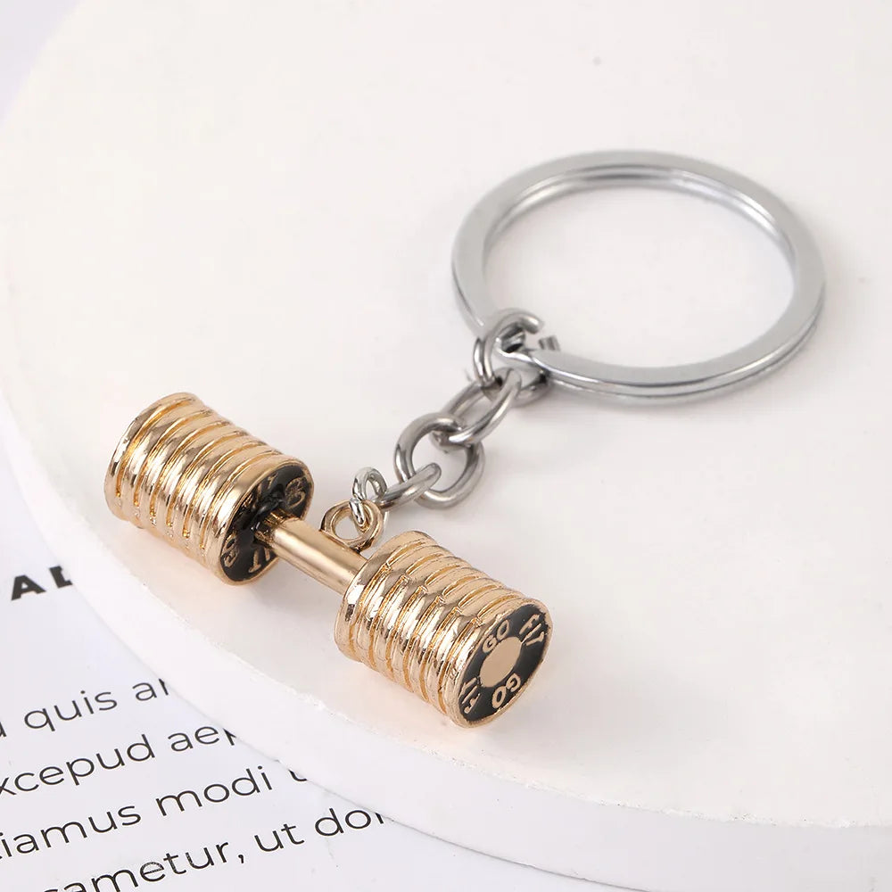 Dumbbell Metal Keychain - Unisex Sports Gym Fitness Accessory