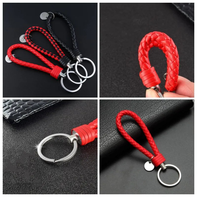 Stylish PU Leather Braided Woven Keychain Bag Pendant - A Perfect Gift for Men and Women!