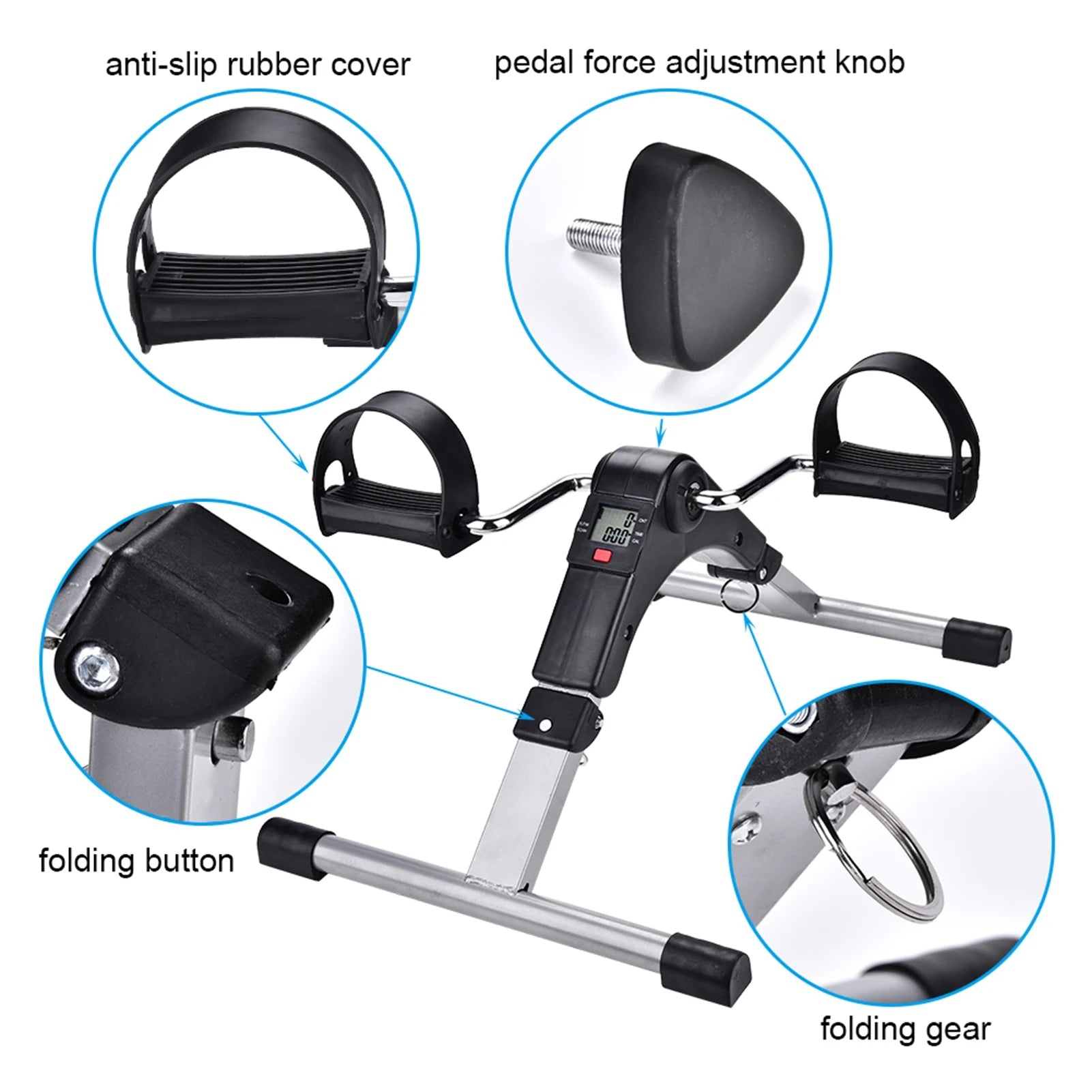 Indoor Folding Cycling Trainer - Adjustable Resistance Leg Exercise Pedal Fitness Machine
