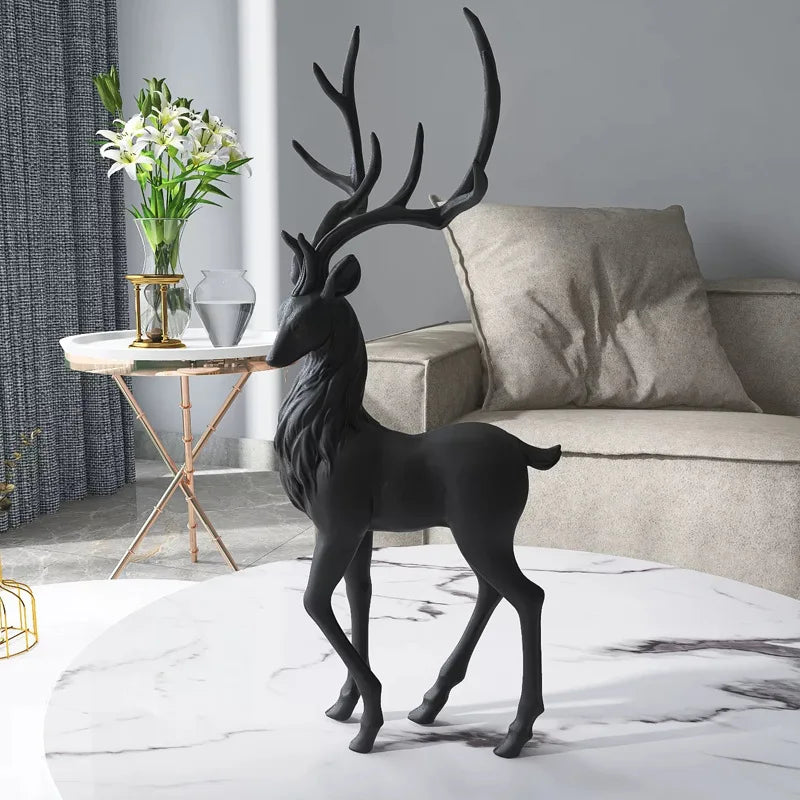 Luxury Resin Deer Statue 35cm - European Elk Figurine Home Decor