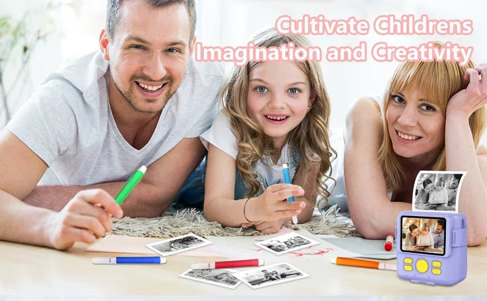 kids camera instant print 1080P Portable Kids Camera with  32GB Card3 and Rolls Photo Paper , Perfect Gift for Toddlers