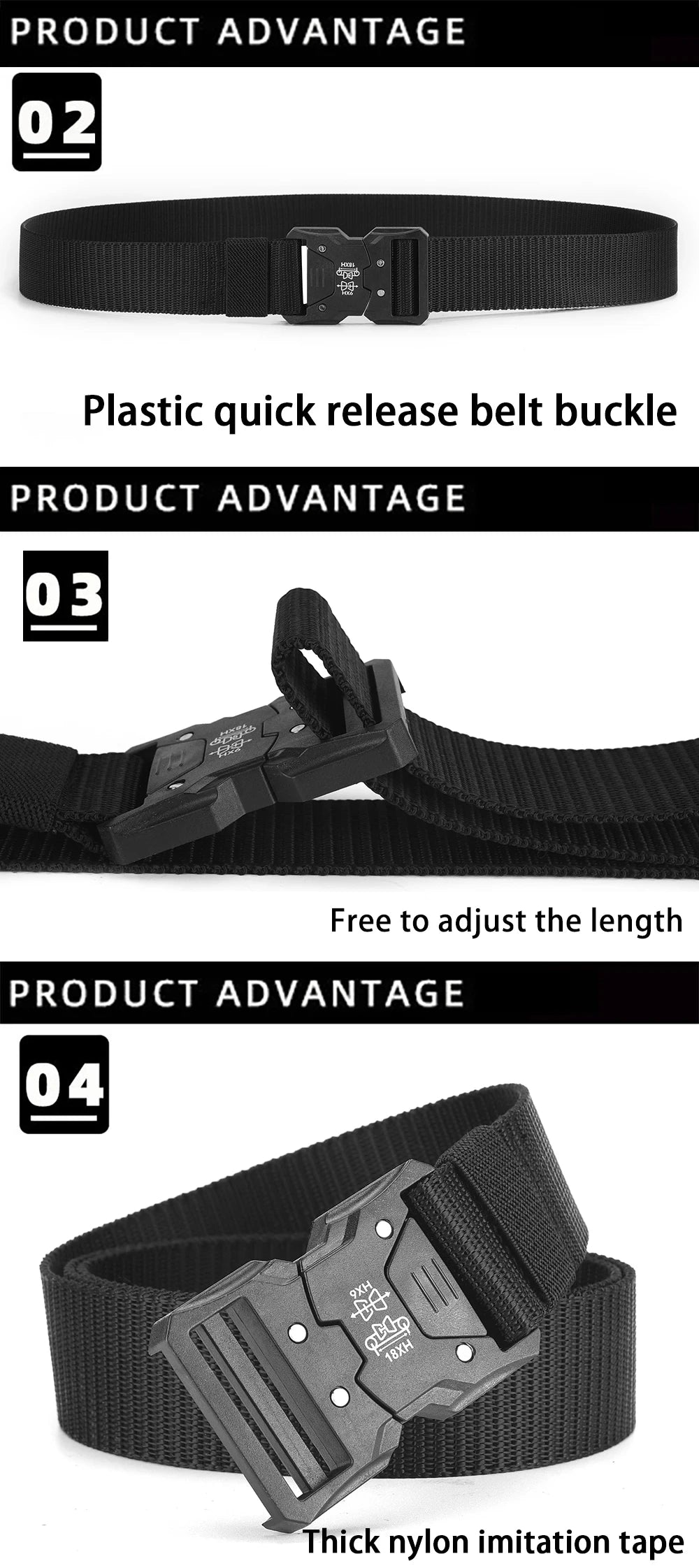 Tactical Nylon Canvas Belt - Adjustable MOLLE Waist Belt for Men's Outdoor Use