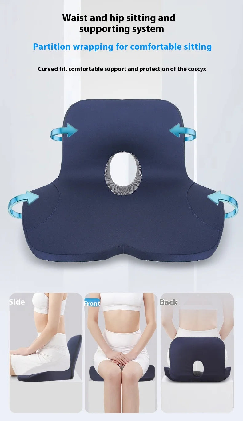 L-Shaped Integrated Office Chair Seat Cushion Memory Foam Seat Cushion Anti-Slip Bottom Pressure-Reducing Hip Waist Support