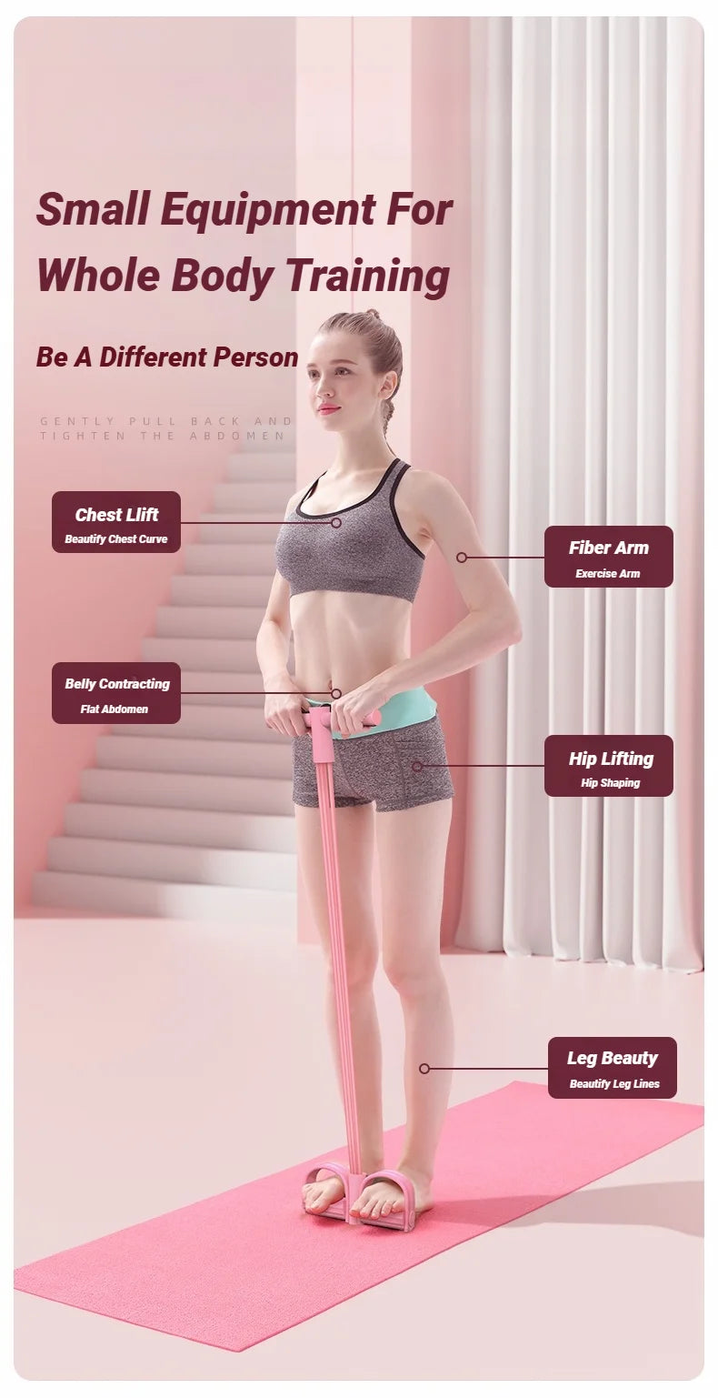 Four-Tube Tensioner Multi-Functional Household Fitness Yoga Abdominal Strengthening Elastic Band Tension Rope Sit-Up Assistive