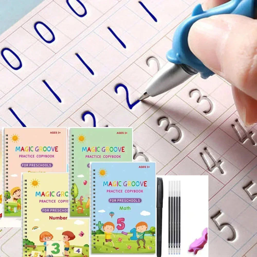 Reusable Practice Copybook Magic Copybooks for Kids Handwriting Workbooks for Preschools Grooves Template Design Aid
