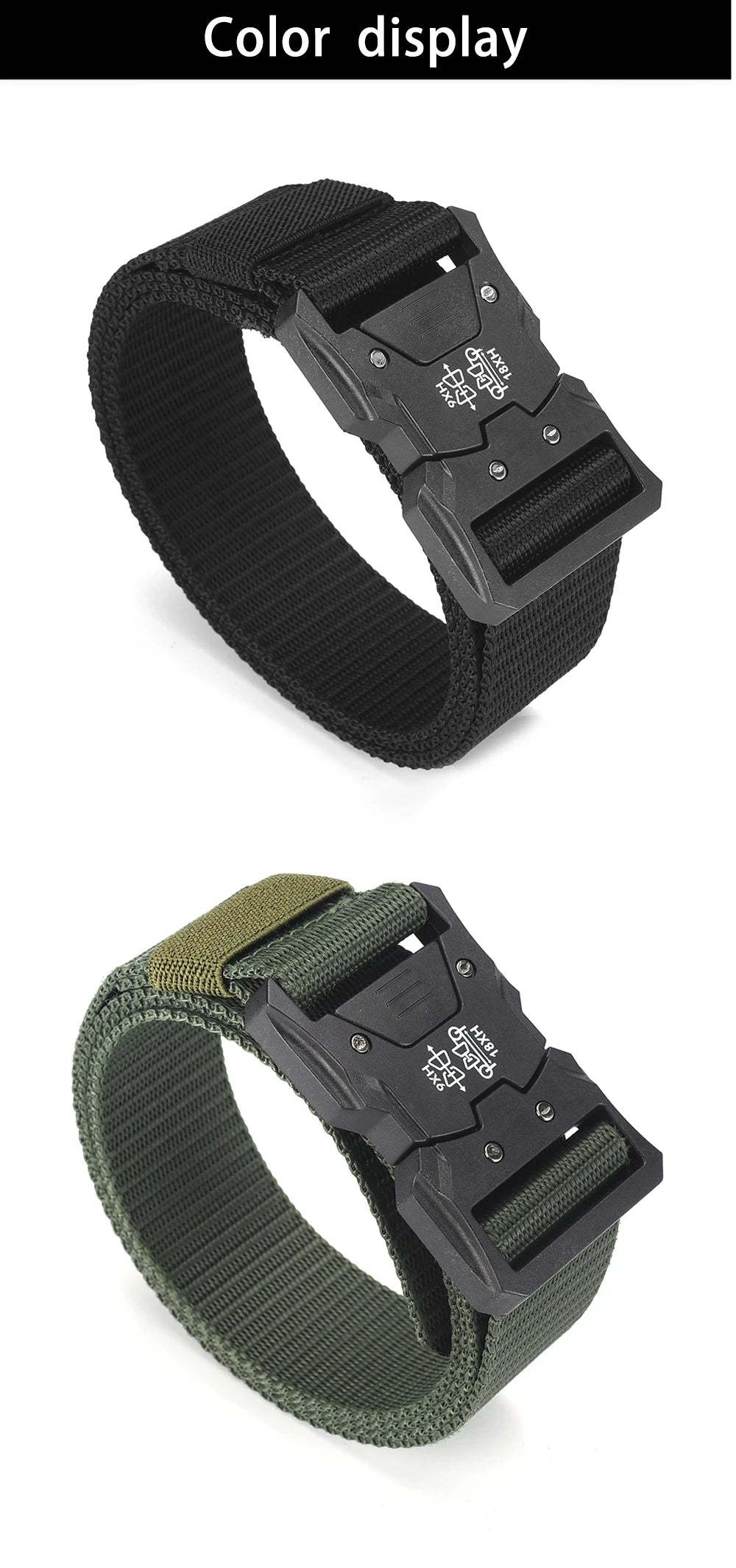 Tactical Nylon Canvas Belt - Adjustable MOLLE Waist Belt for Men's Outdoor Use