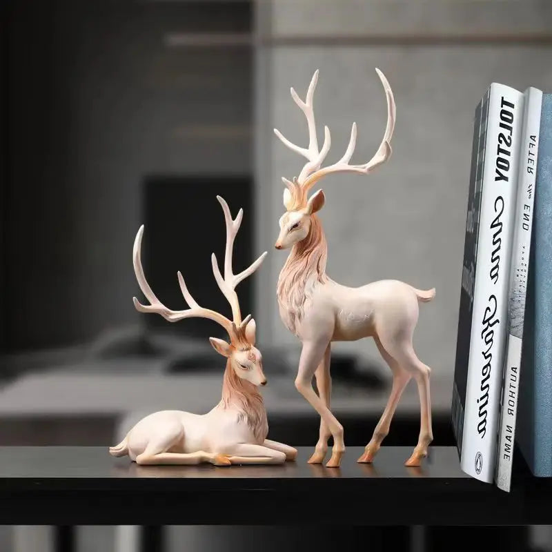 Luxury Resin Deer Statue 35cm - European Elk Figurine Home Decor