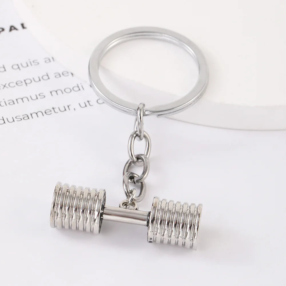 Dumbbell Metal Keychain - Unisex Sports Gym Fitness Accessory
