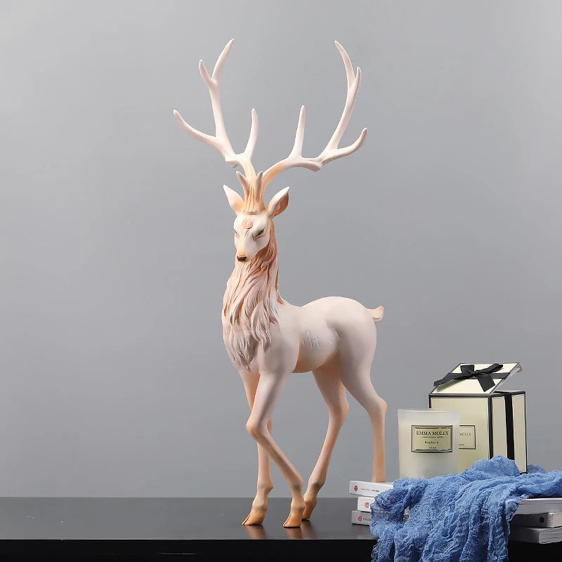 Luxury Resin Deer Statue 35cm - European Elk Figurine Home Decor