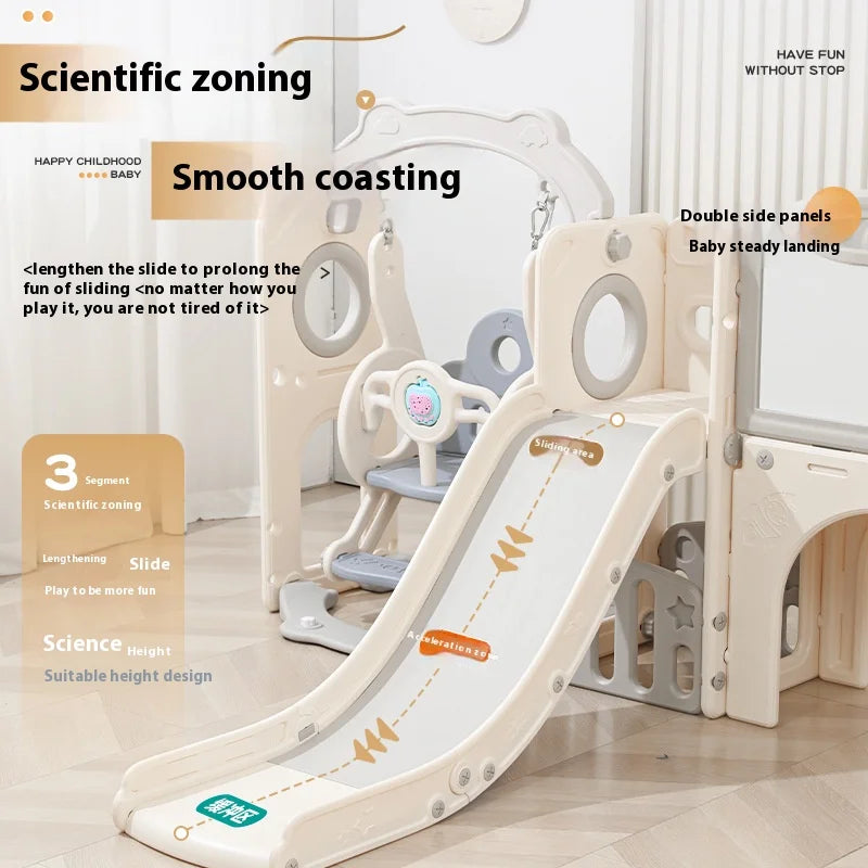 5-in-1 Kids Play Set - Swing, Slide, Basketball Hoop, Drawing Board & Storage for Ages 3-6