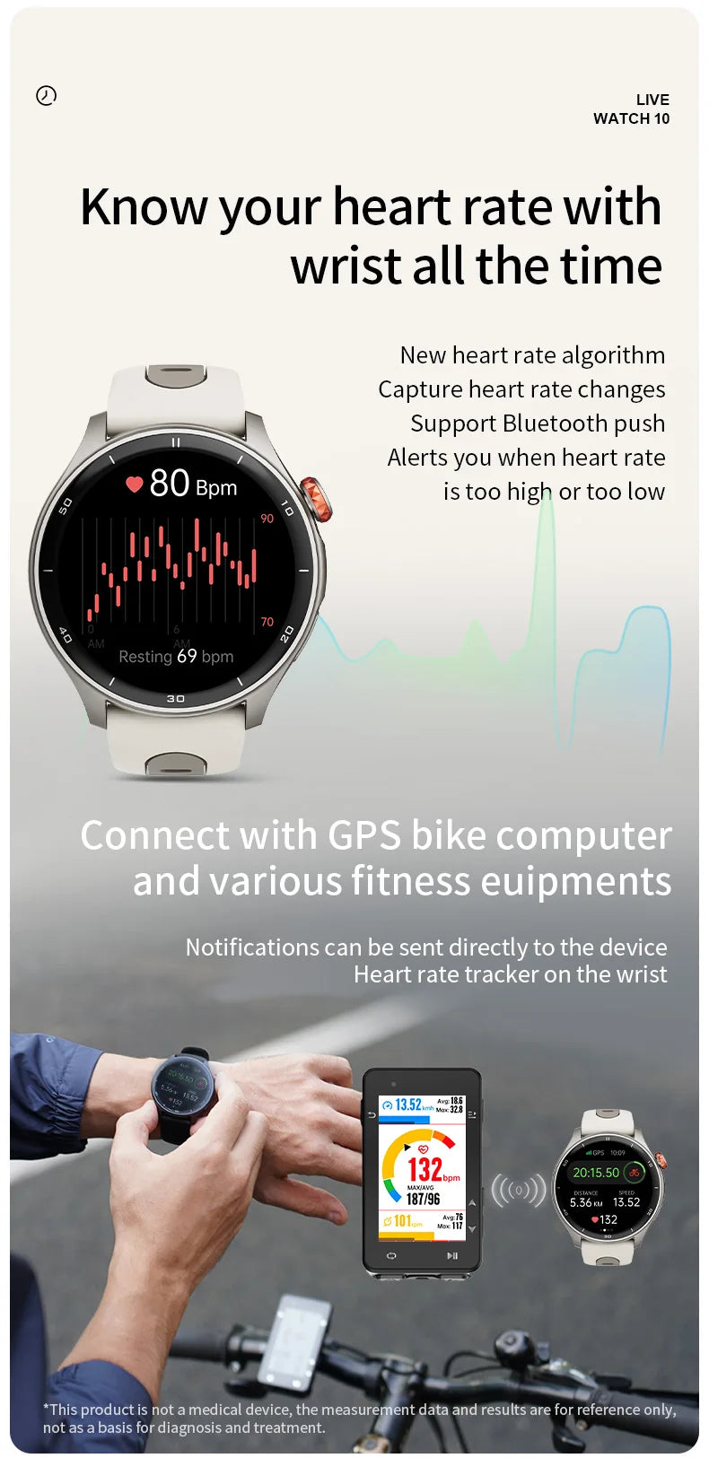 GPS Fitness Tracking Sports Watch - 50+ Workout Modes for Swimming, Running & More