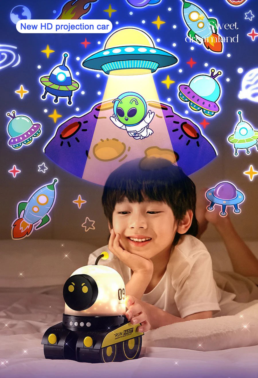 Kids Gift Robot Projector Night Light With Music Rechargeable Universe Starry Sky Rotate LED Projection Lamp
