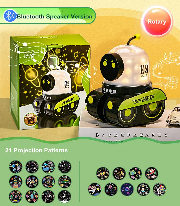 Kids Gift Robot Projector Night Light With Music Rechargeable Universe Starry Sky Rotate LED Projection Lamp