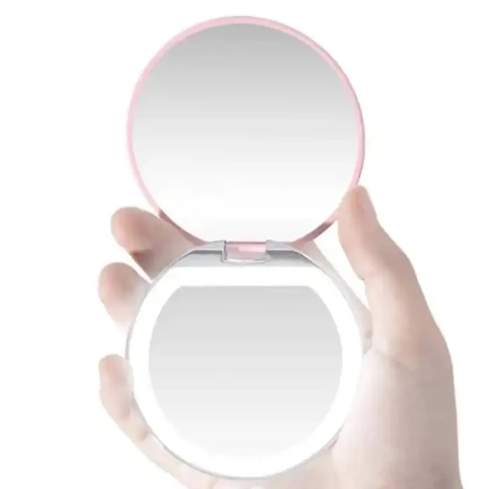 LED Compact Mirror with Light - 1X/3X Magnification Pocket Mirror with USB Cable