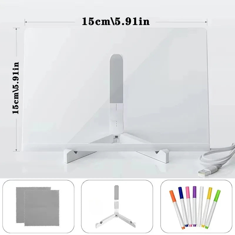 LED Note Board with Colors Erasable DIY Children's Drawing Board Letter Message Board White Luminous Dry Erase Board with Stand