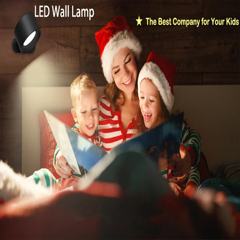 Led Wall Lamp Touch Control Remote 360 Rotatable USB Recharge Wireless Portable Night Light For Bedroom Reading Lamp