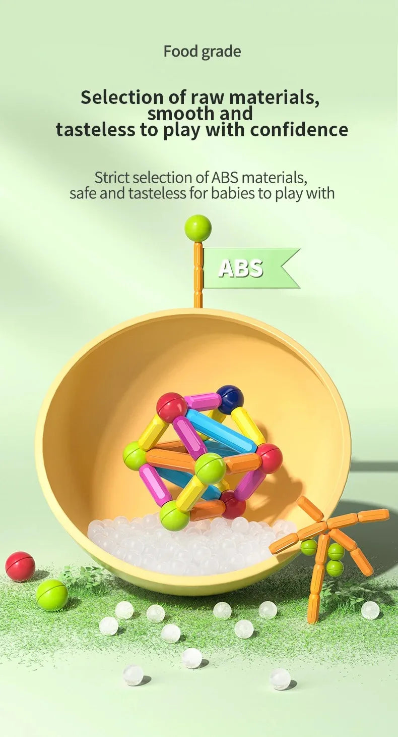 Magnet Ball Sticks Rod Games Magnetic Construction Set 188PCS Magnetic Building Blocks Toy Montessori Educational Toys for Kids