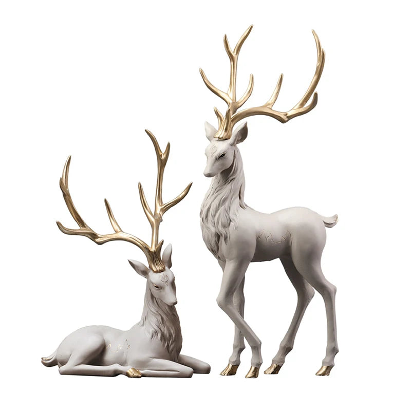 Luxury Resin Deer Statue 35cm - European Elk Figurine Home Decor