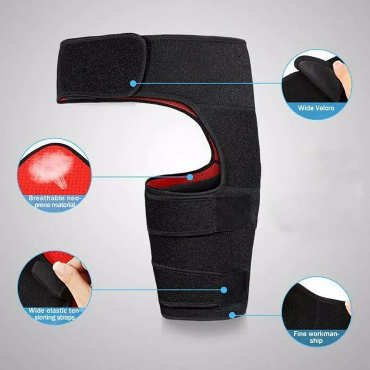 Hip Brace Thigh Compression Sleeve, Hamstring & Groin Compression Support Wrap for Hip Pain Relief, Sciatica, Quad Muscle Strains