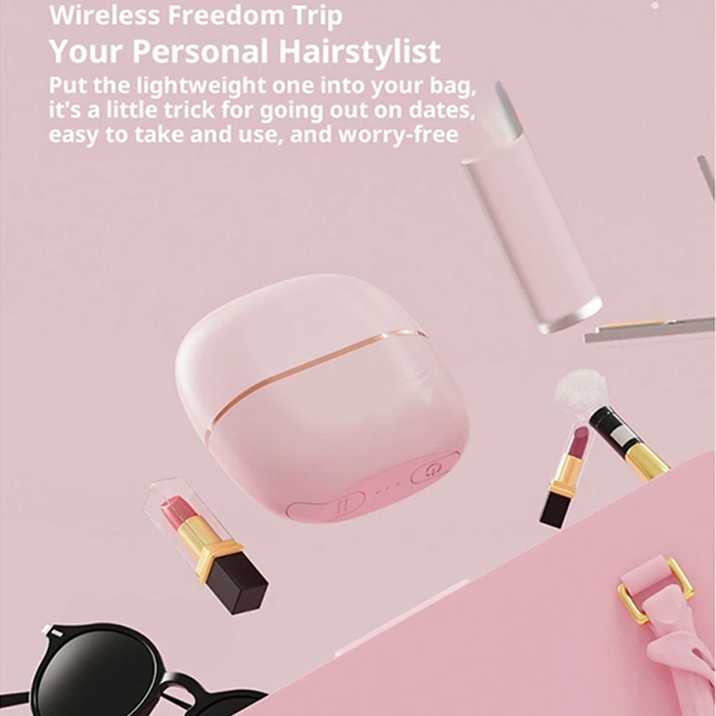 Mini Cordless Hair Straightening Brush - Portable Rechargeable Styling Tool