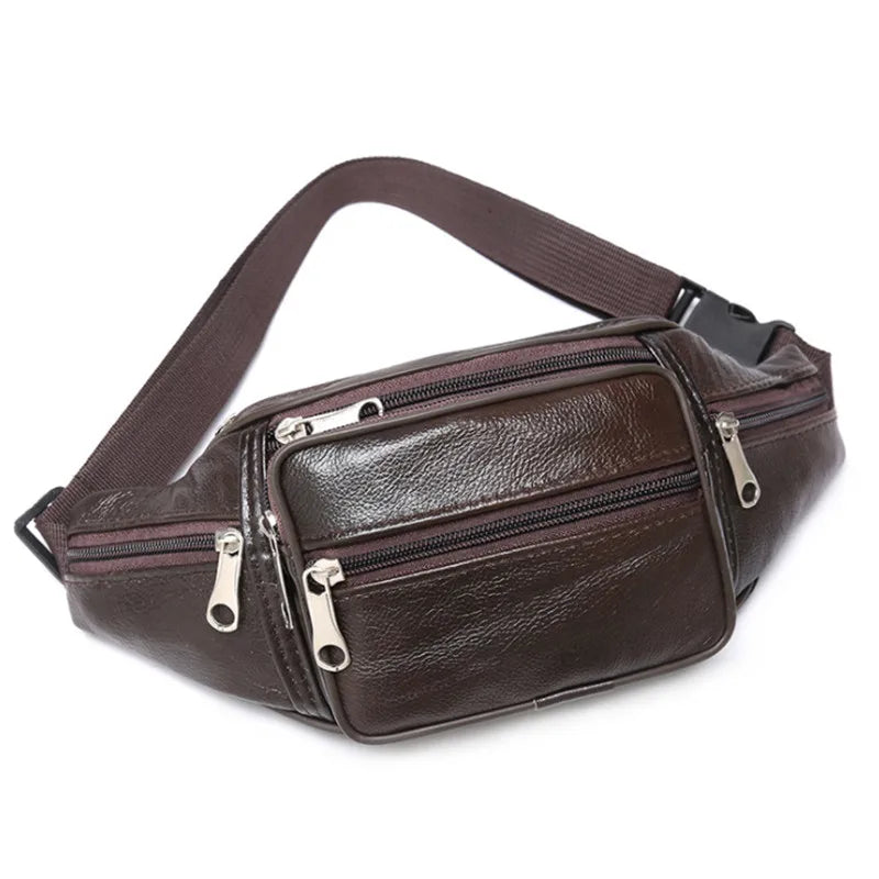 Men's Waist Pack PU Leather Bag Waist Belt Bag Male Artificial Leather Fanny Pack Fashion Luxury Small Shoulder Bags For Men