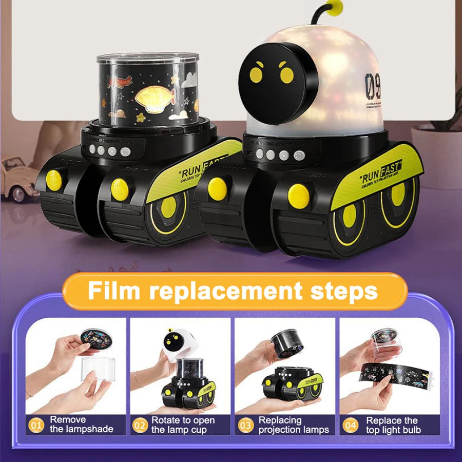 Kids Gift Robot Projector Night Light With Music Rechargeable Universe Starry Sky Rotate LED Projection Lamp