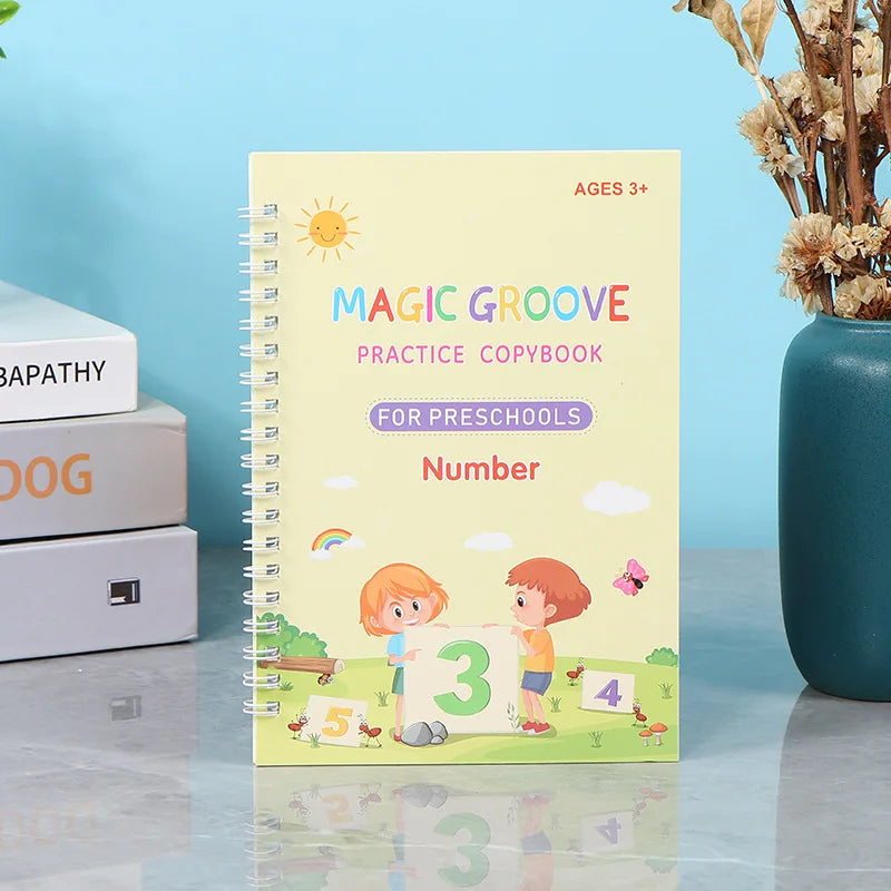 Reusable Practice Copybook Magic Copybooks for Kids Handwriting Workbooks for Preschools Grooves Template Design Aid