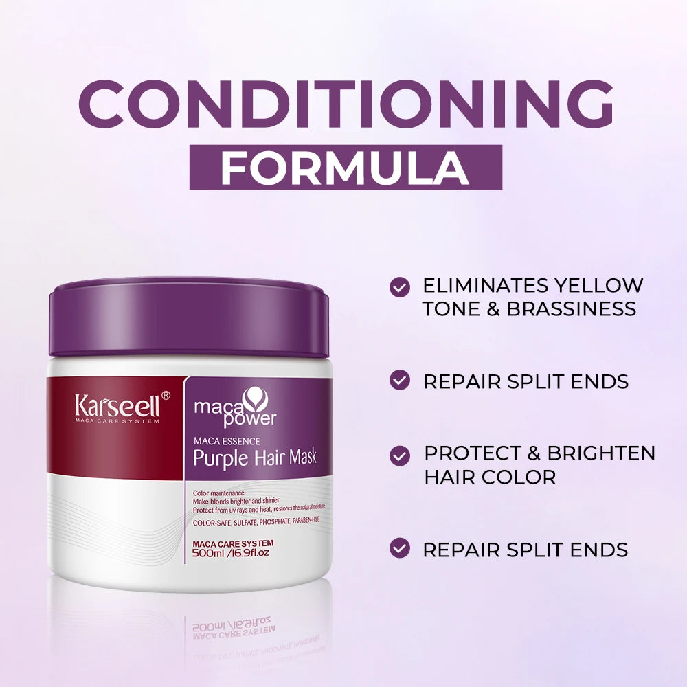 Karseell 500ml Purple Hair Mask Professional Neutralizes Brass  Yellow Tones For Blonde Silver Gray Highlighted Hair
