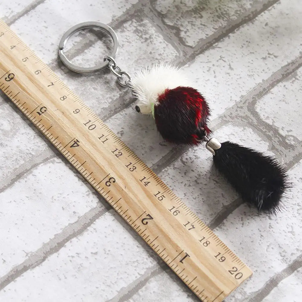 Mink Fur Pom Pom Keychain - Cute Animal Plush Toy Bag Accessory