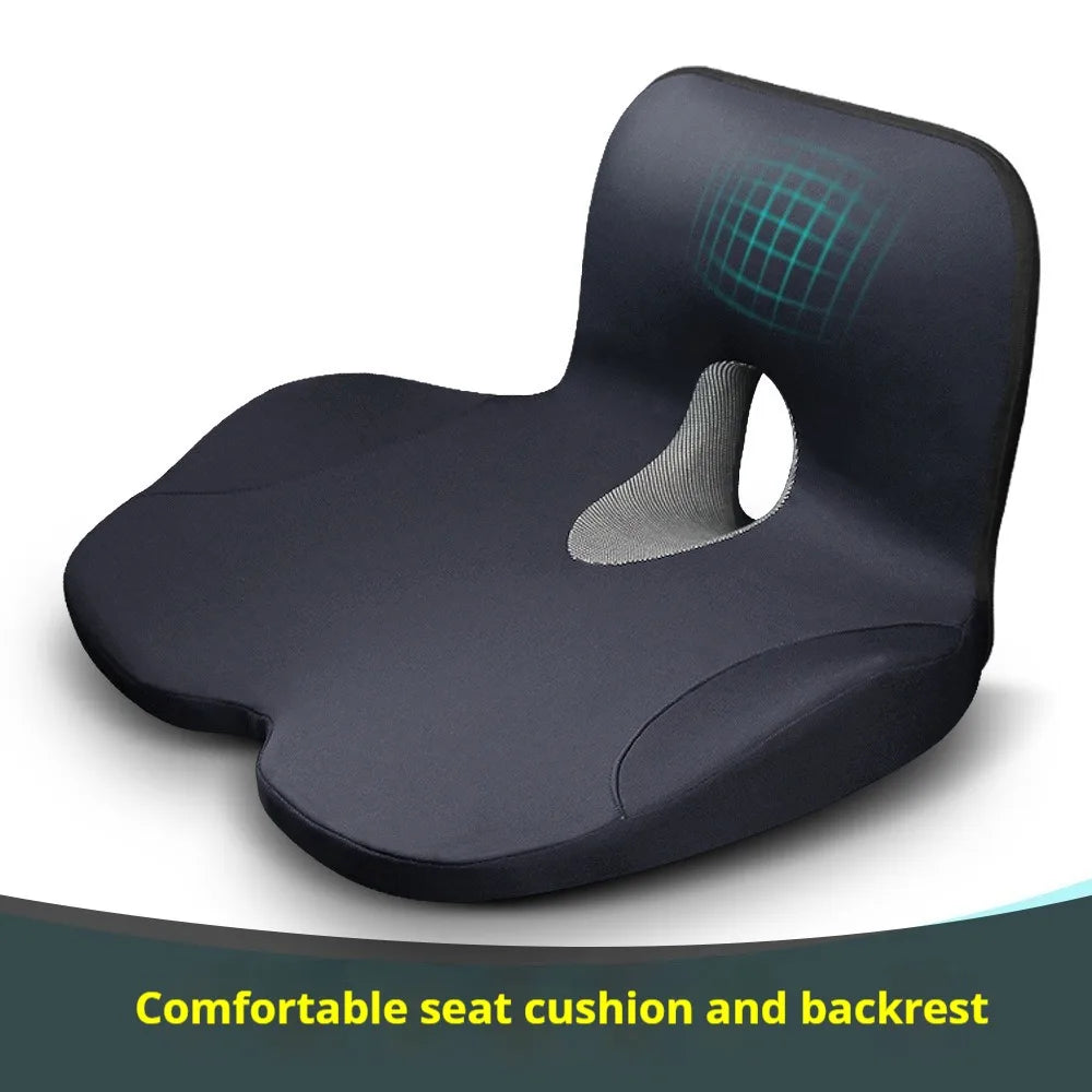 L-Shaped Integrated Office Chair Seat Cushion Memory Foam Seat Cushion Anti-Slip Bottom Pressure-Reducing Hip Waist Support